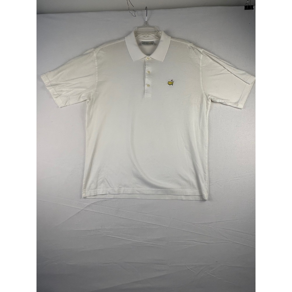 Masters Augusta National Golf Shop Polo Shirt White Mercerized Cotton Mens L